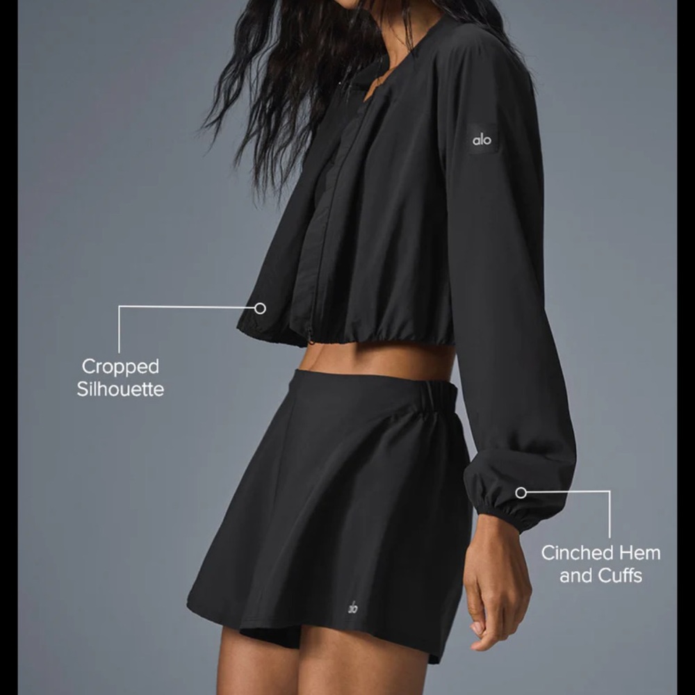 ALO YOGA BLACK TIE BREAKER JACKET SIZE L